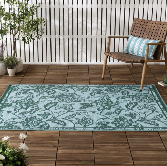 Outdoor/Indoor Anemone Woven Jaquard Rug Teal/Mineral 100% Recycled £18 (10% off RRP) (Copy)