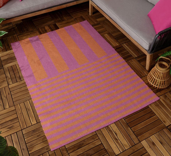 Outdoor Deck Stripe Orange Pink Rug £45 (10% off RRP)