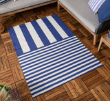 Outdoor Deck Stripe White Blue Rug £45 (10% off RRP)